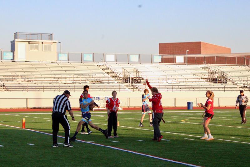Vikings senior Alejandro Alvarez-Roman had a big day running the ball, but is stopped at the three-yard line on this rush.