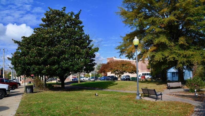 Nearly one side of East Market Street in downtown Laurel has been redeveloped into a park. Most of the buildings torn down were in deteriorating condition. RON MACARTHUR PHOTO