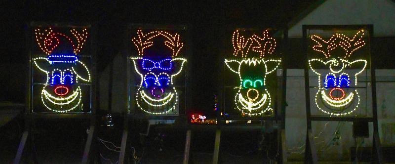 The lighted singing reindeer are the organizers’ favorite display. The lights were donated to the Everton family by Kenna Nethken.