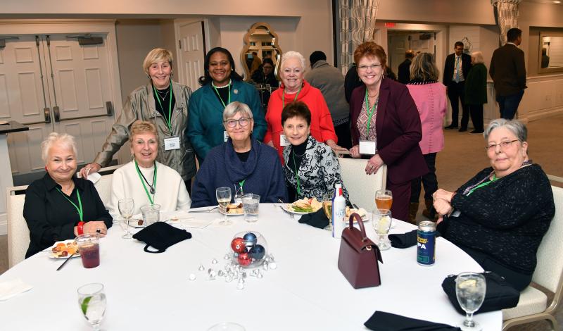Having a great time are (l-r) Deb Quinton; Jeanne Lavigne; Dottie Cirelli; Rep. Sherry Dorsey Walker, D-Wilmington; Sheryl Schulte; Myrna Kelley; Marge Amodei; Penni Hope; and Jinx Jenkins.