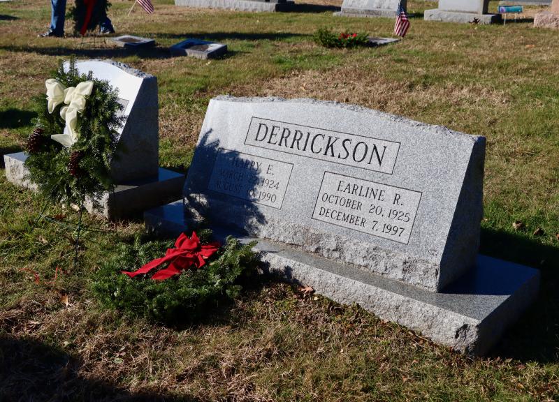 The graves of Harry and Earline Derrickson in Epworth Cemetery.