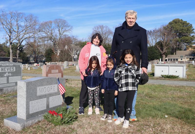 Bonnie and Tom Lepson of Rehoboth Beach brought their three granddaughters to the ceremony (l-r) Adeline, Violet and Stella Infantino. Tom Lepson said it is important that young people learn the importance of honoring veterans.