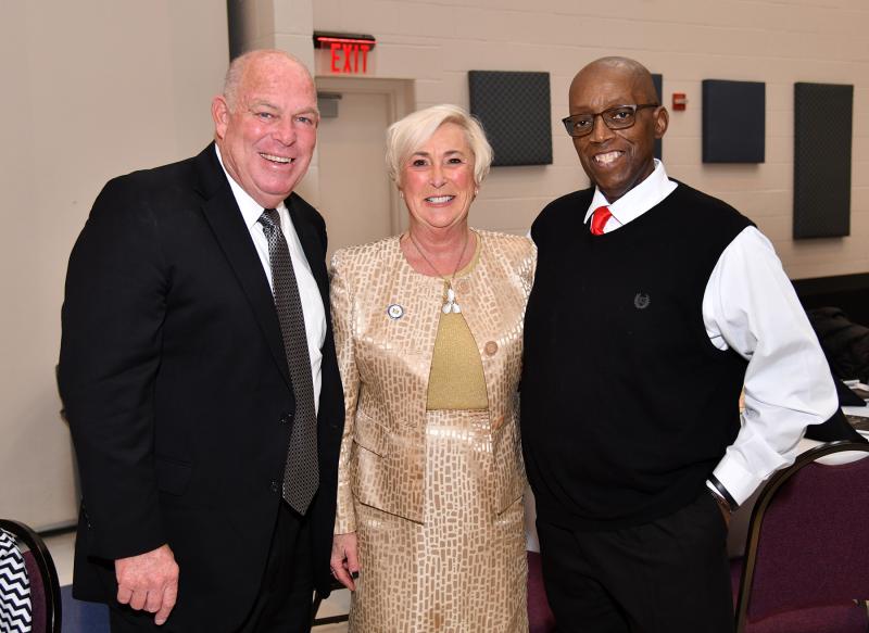 Sharing a moment are (l-r) Rep. Pete Schwartzkopf, D-Rehoboth Beach, former Rep. Ruth Briggs King and Diaz Bonville.