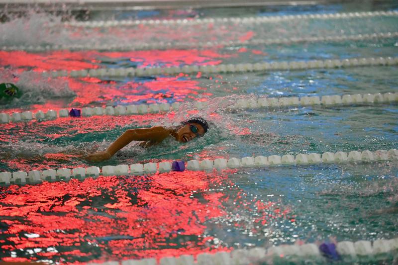 Seahawks senior Itzel Gomez Sanchez helps her 200 freestyle relay team finish first with a time of 1:51.02.