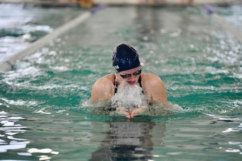 Sussex Academy senior Gracie Maughan slices through the water during the 200 medley relay her team won after finishing at 1:57.85.