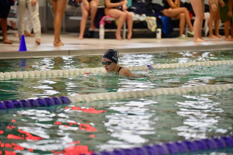 Battling her teammate in the 200 individual medley, Seahawks sophomore Victoria Evans grabs a valuable three points by finishing second.