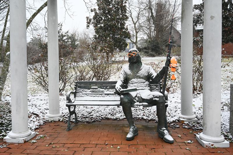John Milton endures all weather conditions at Mill Park in Milton. NICK ROTH PHOTO