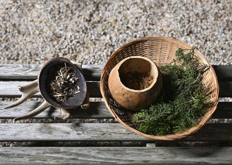 Sage, cedar, sweetgrass and tobacco are used to purify, spiritually cleanse, rid physical spaces of negative energy and serve as a bridge between mortal life and higher realms.
