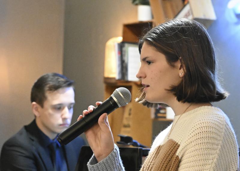 Krystian Jamrozek accompanies Olivia Winstead, age 13, as she performs the vocals to “Caro Mio Ben” by Giuseppe Giordani.