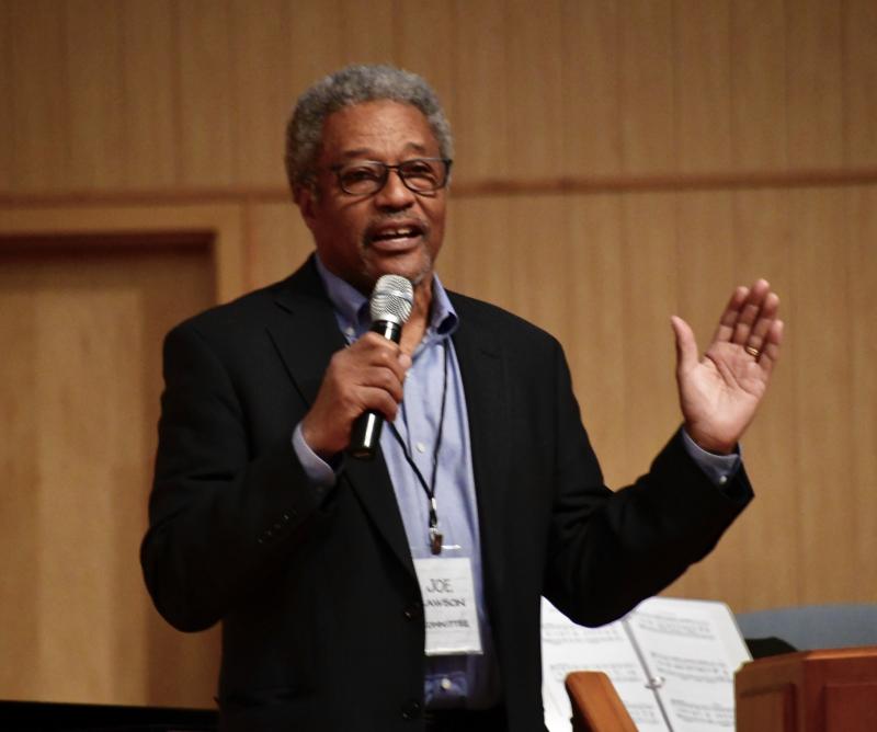 Joe Lawson, chair of the event, welcomes people to the celebration sponsored by Southern Delaware Alliance for Racial Justice.