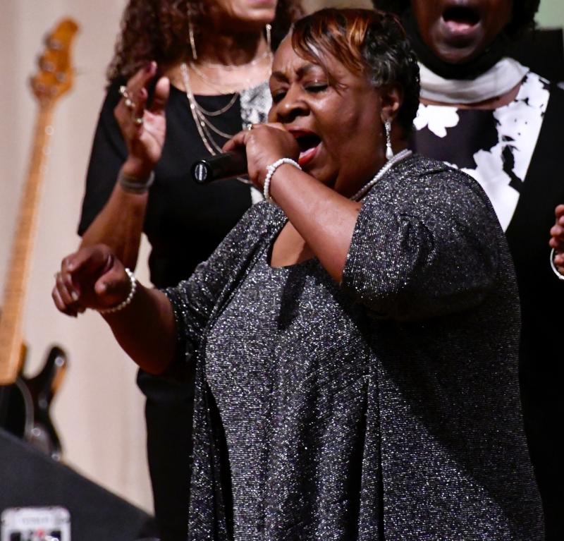 The Rev. Cynthia Matthews of Friendship Baptist Church says she can’t stay in the background playing the piano anymore; she has to get out front and sing.
