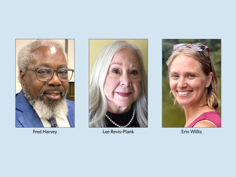 Milton voters will head to the polls Saturday, March 2 to choose between three candidates for two Town Council seats. The candidates are (l-r) incumbent Councilman Fred Harvey, incumbent Vice-Mayor Lee Revis-Plank and Erin Willis, a member of the town’s Parks and Recreation Committee. CHRIS FOSTER GRAPHIC