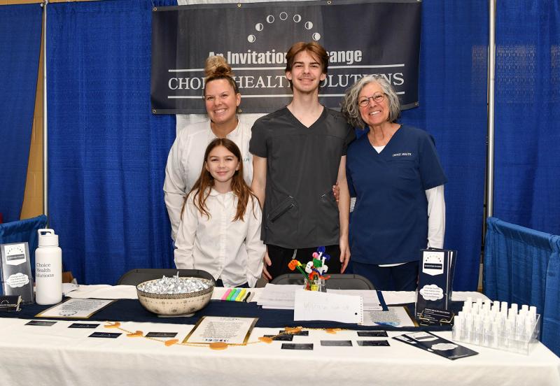 Representing the Choice Health Solutions booth are (l-r) Katie Sockriter; Bella Sockriter, 10; Chris Williams; and Jo Marvel.