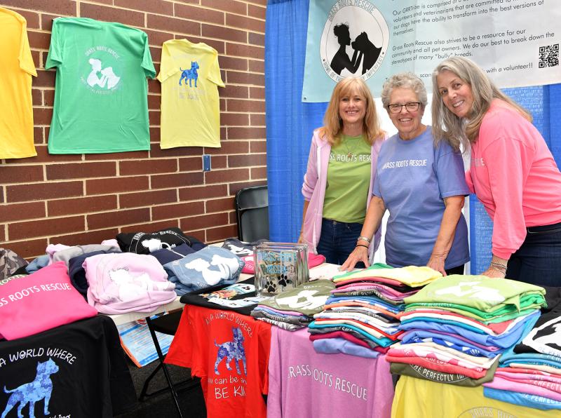 Volunteering at the Grass Roots Rescue booth are (l-r) Diana Wheeler, Eleanore Incalcaterra and Sherri Cook. For information on fostering or adopting, go to grrde.org.
