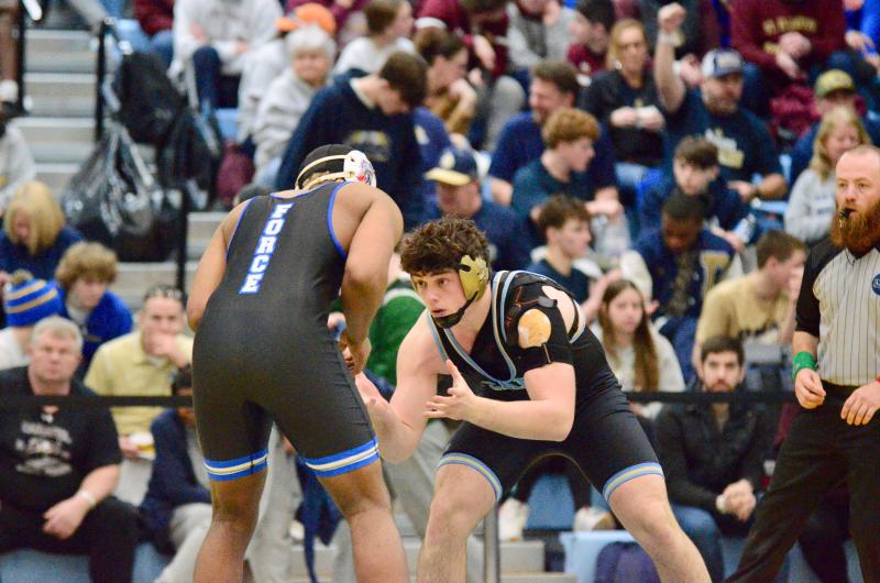 Vikings junior Patrick Donahue pinned Wilmington Charter’s Brandon King 1:25 into the first period of the 215-pound semifinals.