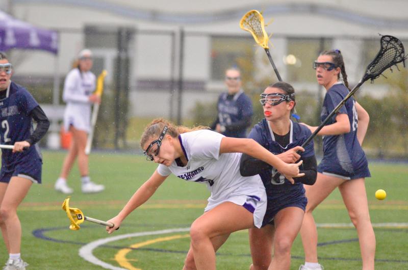 Sussex Academy junior Emiley Bisaha took a beating inside from the Bucs, but she still managed to score six goals.