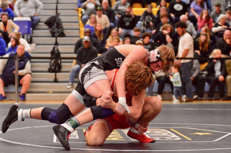 Stanley Pete, the top seed, defeated Sussex Tech’s Bennett Brumbley 5-4 to secure third place after losing to the Raven in the quarterfinals of the 150-pound bracket.