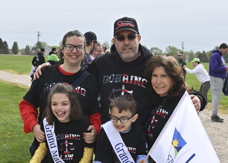 Aria and Andon Dohring served as the grand marshals of the walk. Shown in back are (l-r) Carly Juno, Anthony Dohring and Caterina Merenzino. In front are Aria and Andon.