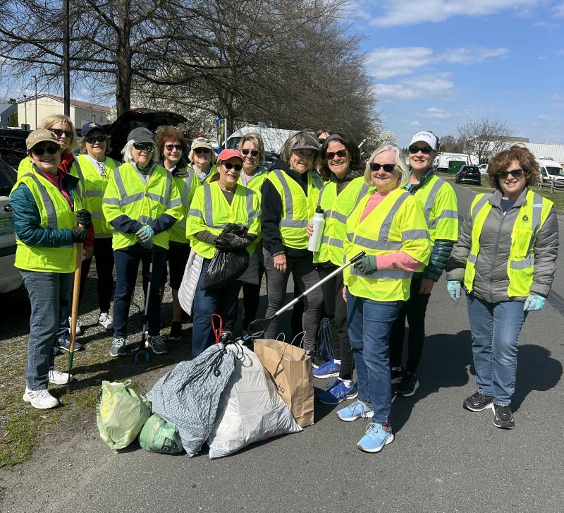 VIA environment committee members participating in an Adopt-a-Highway cleanup along Bay Vista Road are (l-r) Cynthia Anderson, Kathy Bruffey, Tori Orendorf, Charlotte Duffy, Susan Ruiz, Maryann Hutchinson, Lynn Dignazio, Judy Boesch, Francie Crosby, Paula Evans (obscured), Stephanie Manning-Roash, Elaine Horan, Maribeth Dockety and Kay Monack. SUBMITTED PHOTOS