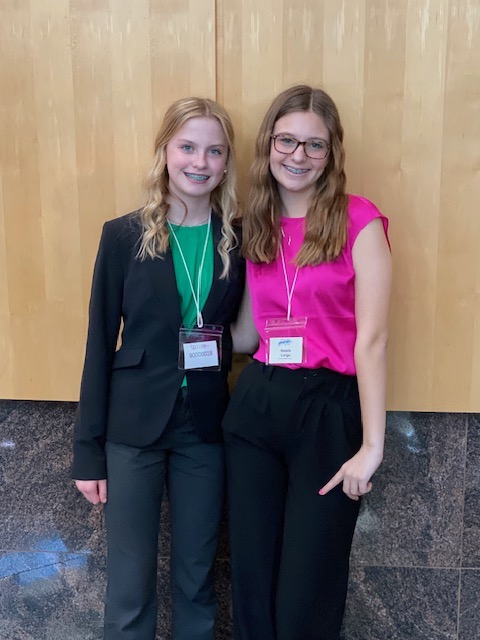 Best friends Hannah Wells, left, and Natalie Longo did not allow their word processing rivalry to extend past the competition. Hannah won third place in 2024, while Natalie finished second in 2023.