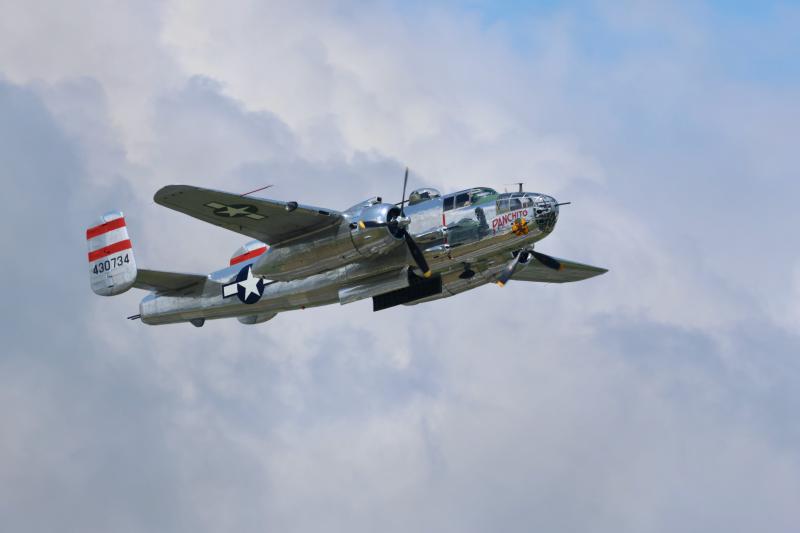 Larry Kelly pilots Panchito, the North American B-25 based at Delaware Coastal Airport in Georgetown.
