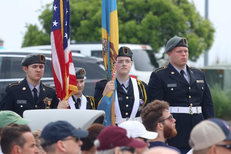 The color guard from Cape Henlopen High School Army JROTC presents the nation’s colors at the ceremony.