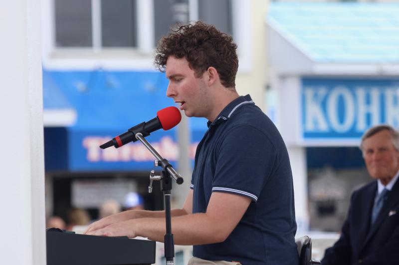 Aaron Webster performs the “Star-Spangled Banner” and “God Bless America.” Webster is an accomplished musician, Eagle Scout and member of Post 5’s Sons of the American Legion.