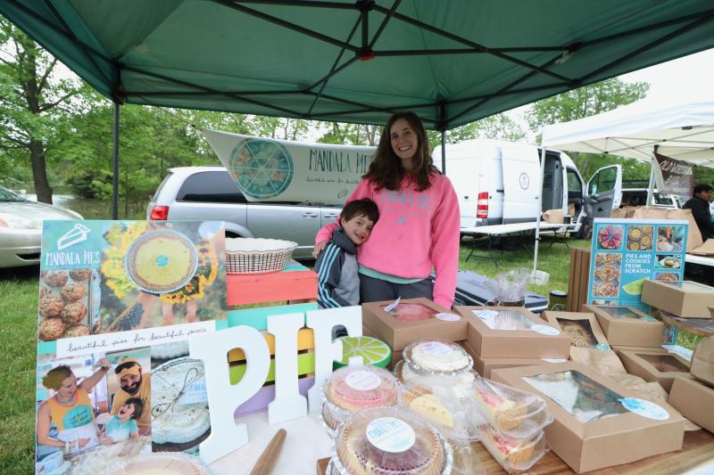 Caitlin Lacomb with her son Branch. Lacomb owns Mandela Pies out of Vienna, Md. She has been coming to the Historic Lewes Farmers Market since 2017.