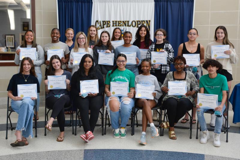 Cape students recognized as future educators are in back (l-) McKenna Landis, Chloe Wood, Shannon Rath and Kyla Harmon. In the middle are Jay’Lyn Slater, Rayana Wiggins, Brianna Porter, Jasmine Piper, Princess Zachery, Rosemary Spiezio, Daraliz Malabet Fontanez and Ashlyn Andrew. In front are Emma Kate Reist, Ava Phillipine, Yahday Gonzalez, Ariana Gibbs, Gabrielle Dornes, Kaliah Daniels-Floyd and Angel Arano-Rebolledo. SUBMITTED PHOTOS