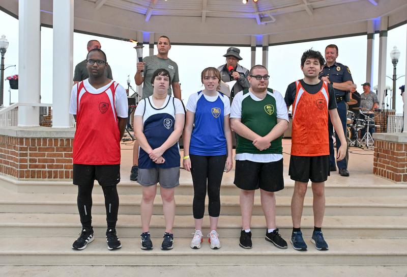 Athletes who will compete in the Special Olympics Delaware Summer Games at the University of Delaware June 7-8 include (l-r) Christian Partlow of the Sussex Riptide, Jillian Mathews of the Kent Wild Kats, Sarah Windley of the MOT Tigers, James Gallagher of the Newark Dragons and John Campbell of the Wilmington Wizards.