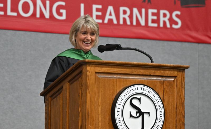 The commencement address was presented by James H. Groves Class of 1991 graduate Kathy Tucker who has been a intensive care nurse for 27 years at Nanticoke Hospital.