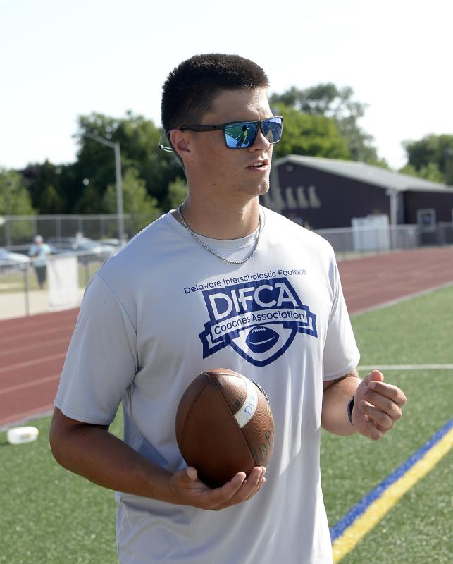 Even though he is injured and can’t play in the game, Cape’s Brenn Scott is there to support his Blue-Gold teammates.