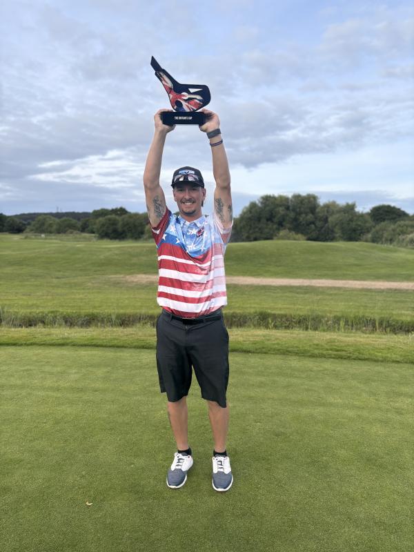 Austin Ebersole holds the spoil of the battle against Team UK in the inaugural Britain's Cup after helping Team USA FlingGolf sail to the win. SUBMITTED PHOTO