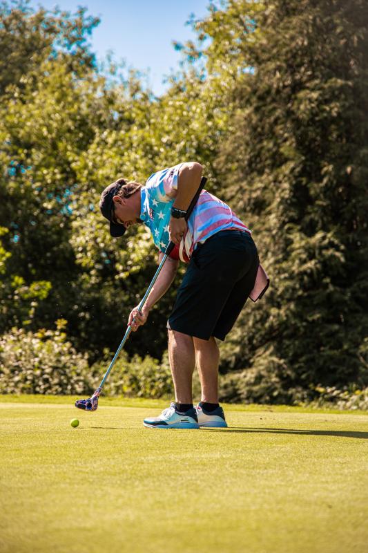 Austin Ebersole keeps a steady hand as he putts during the inaugural Britain’s Cup held June 8-9, in Bournemouth, England. SUBMITTED PHOTO