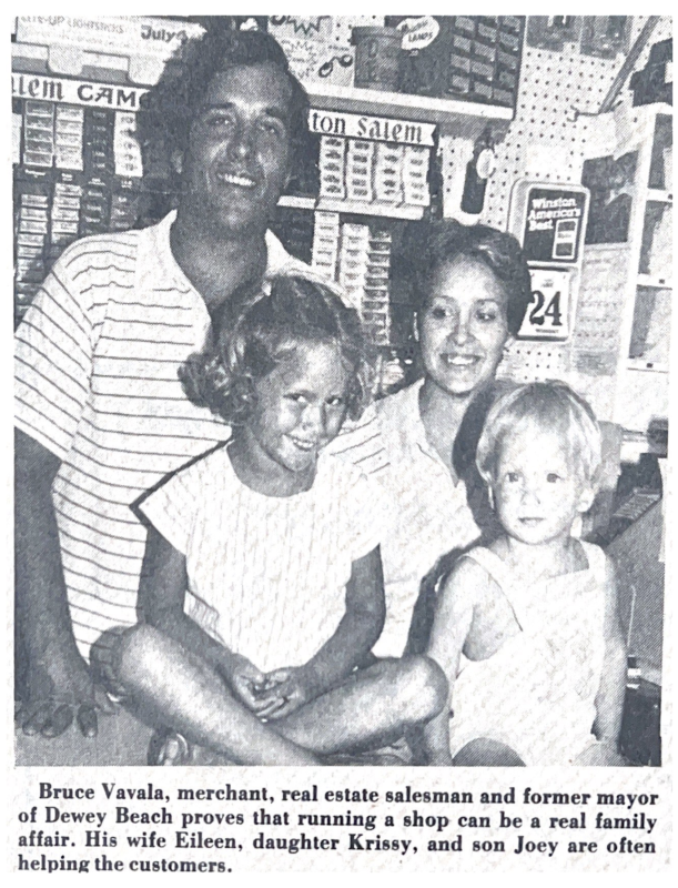 In this early photo, Bruce and Eileen Vavala stand behind their children Krissy and Joe at Vavala’s Beach Things. SOURCE: VAVALA FAMILY