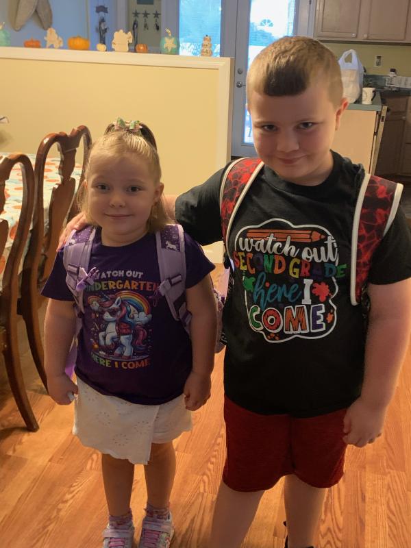 Rehoboth Elementary, watch out. Here comes kindergartener Hanna-Mae Baker and second grader Haiden Baker. ASHLEY BAKER PHOTO