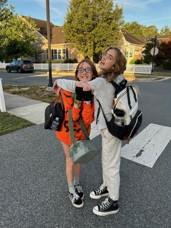 Mariner Middle students Olivia Carvajal and Lily Barrett are excited for the first day of school. MEGAN BARRETT PHOTO