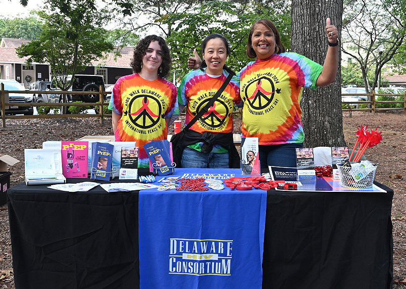 Representing the Delaware HIV Consortium, one of the oldest and most established AIDS services in Delaware, are (l-r) Kirese Schultz, Wenbo Fan and Melanie Brown.