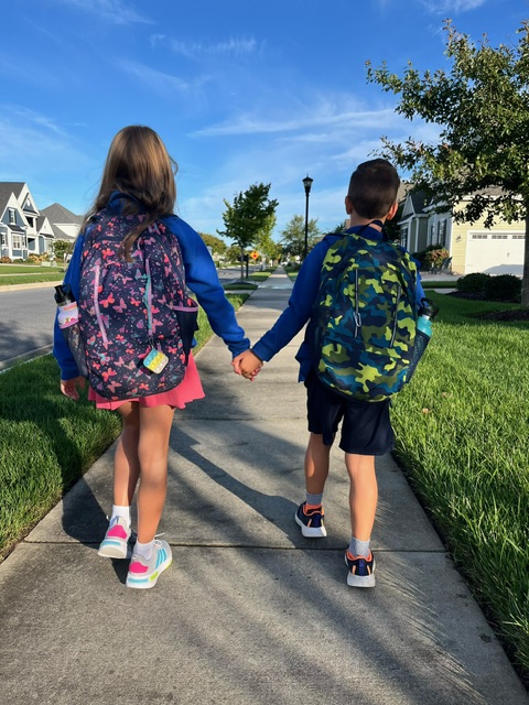 Fourth-grader Maggie Lawrence and her brother, second-grader Andrew Lawrence, are headed to Lewes Elementary. LEAH LAWRENCE PHOTO