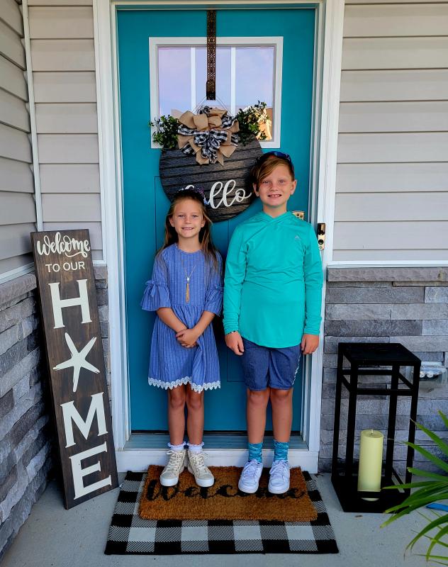 Second grader Cecilia May and third grader Liam May are all set for a new year at Love Creek Elementary. MARI MAY PHOTO