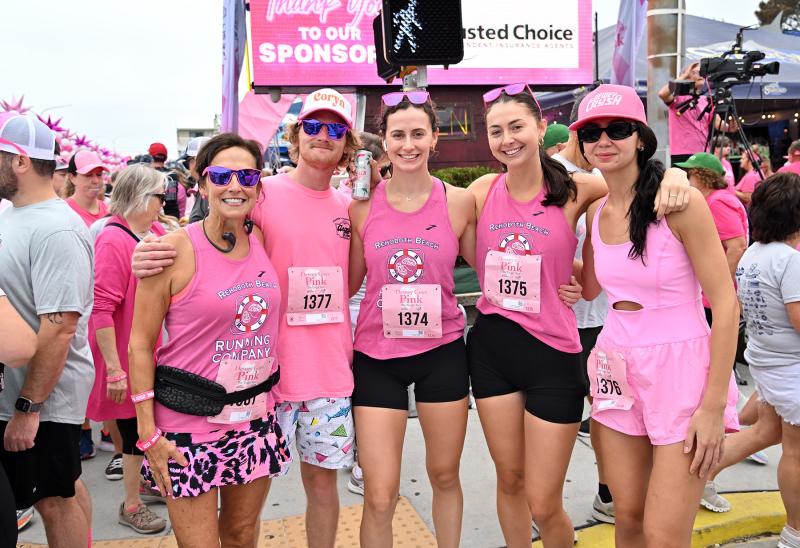 Ready to run the 5K are (l-r) Ava Cannon, Tom Otlowski, Jackie Cannon, Mary Grace Cannon and Coryn Cannon.