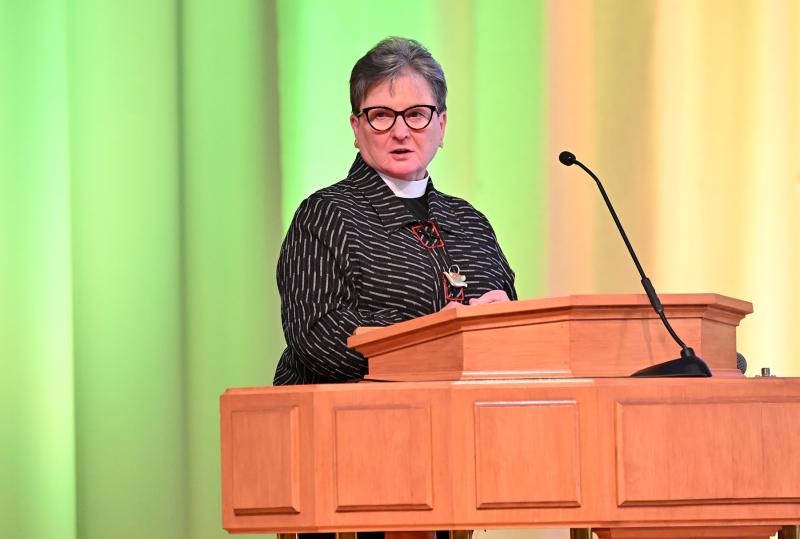 The Rev. Judith Rhodes of the Episcopal Parish of All Saint’s Church and St. George’s Chapel reads the poem “Blessed Are You Who Bears the Light.”
