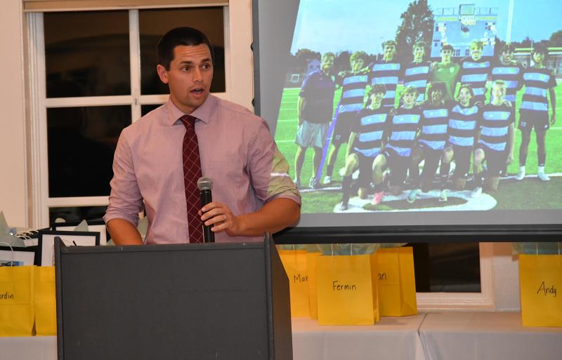 Cape assistant coach Joe Rupar informs his players and their parents that he is retiring from coaching to spend more time with his family.