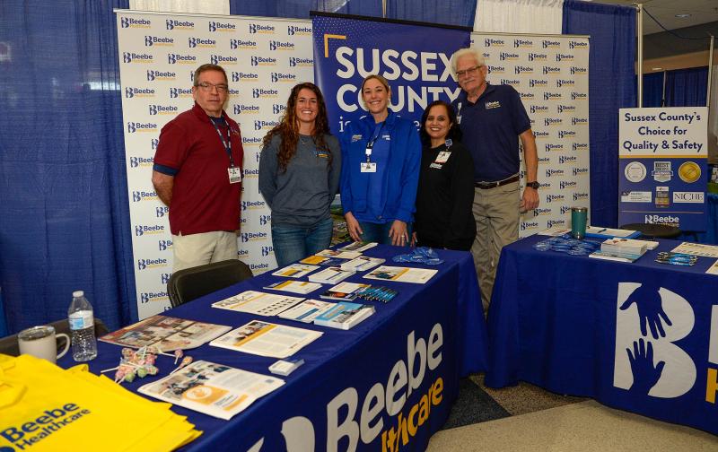 Representatives of Beebe Healthcare are (l-r) Dave Seip, Cassie Lewis, Cristen Owen, Varsha Kapoor and John Miltner.
