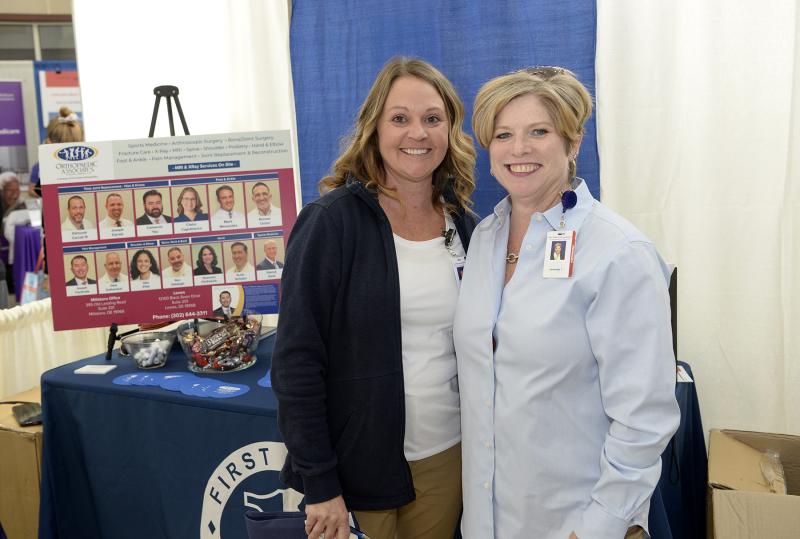 Orthopaedic Associates of Southern Delaware reps Erin Roach, left, and Amanda Townsend are ready for action.