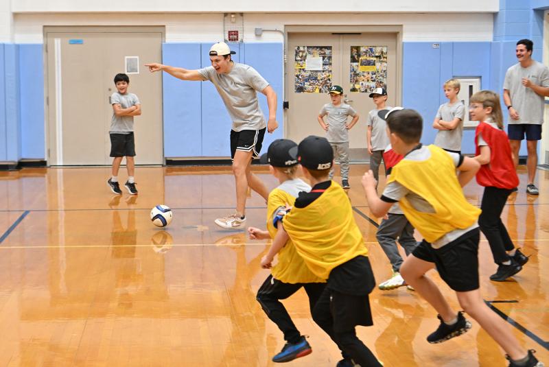 Zack Gelof busts out in a fast break during a soccer skills session. Gelof scored 33 goals during his senior year on the Cape soccer squad.