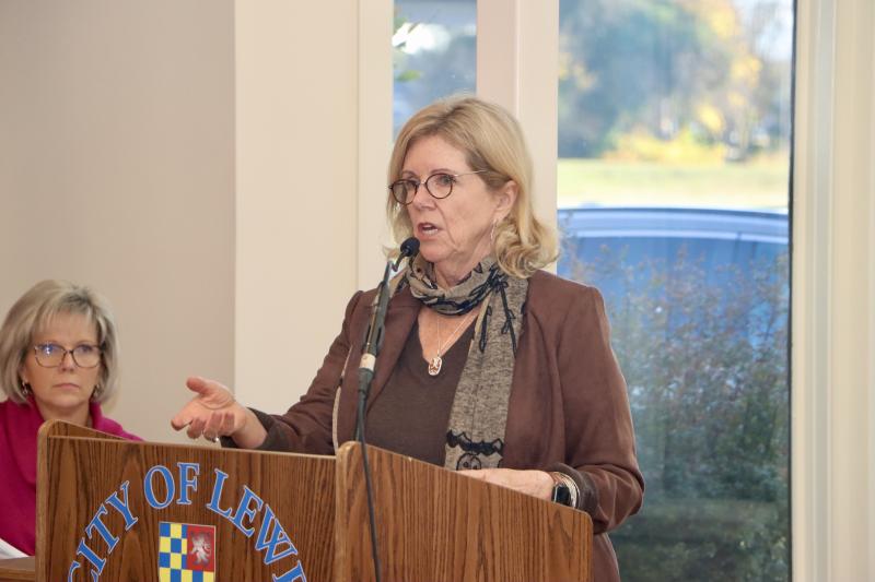 Councilperson Amy Marasco, Lewes Financial Stewardship Subcommittee co-chair, delivers opening remarks at the Lewes Citizen Engagement Workshop. Marasco’s panel is working on details to help the city transition from an annual to a multi-year budget cycle. The goal of the workshop was to gauge residents’ budget priorities.