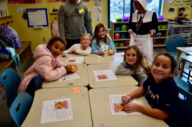 Pausing pomander production to pose for the camera are Myla Sheppard, Juliette Gamble, Gabriella DeCandid, Stacy Kotch-Jester, Maeve Crowell and Giana Giroux.