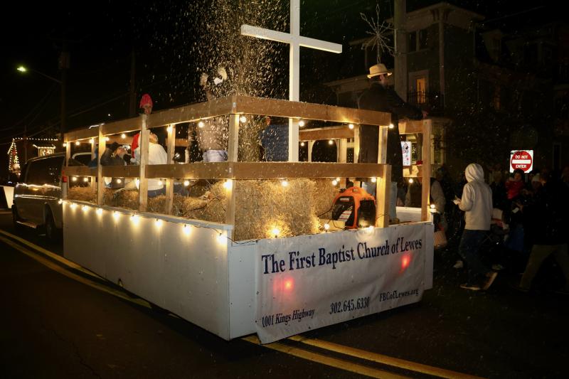 The First Baptist Church of Lewes had a float representing the true meaning of Christmas. The float received an honorable mention award.