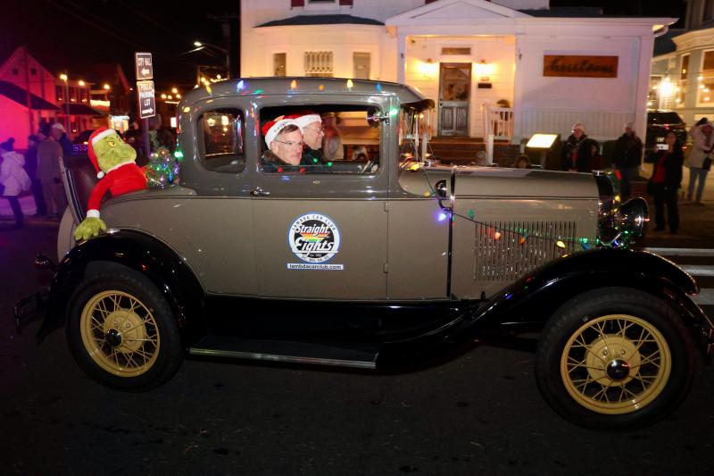 The Grinch is relegated to the rumble seat of this Model A Ford from the Straight Eights Lambda Car Club. The organization took home second place for car club vehicles.